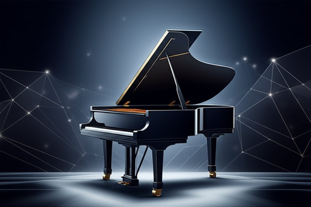 International piano competition: classical pianist performs on stage.