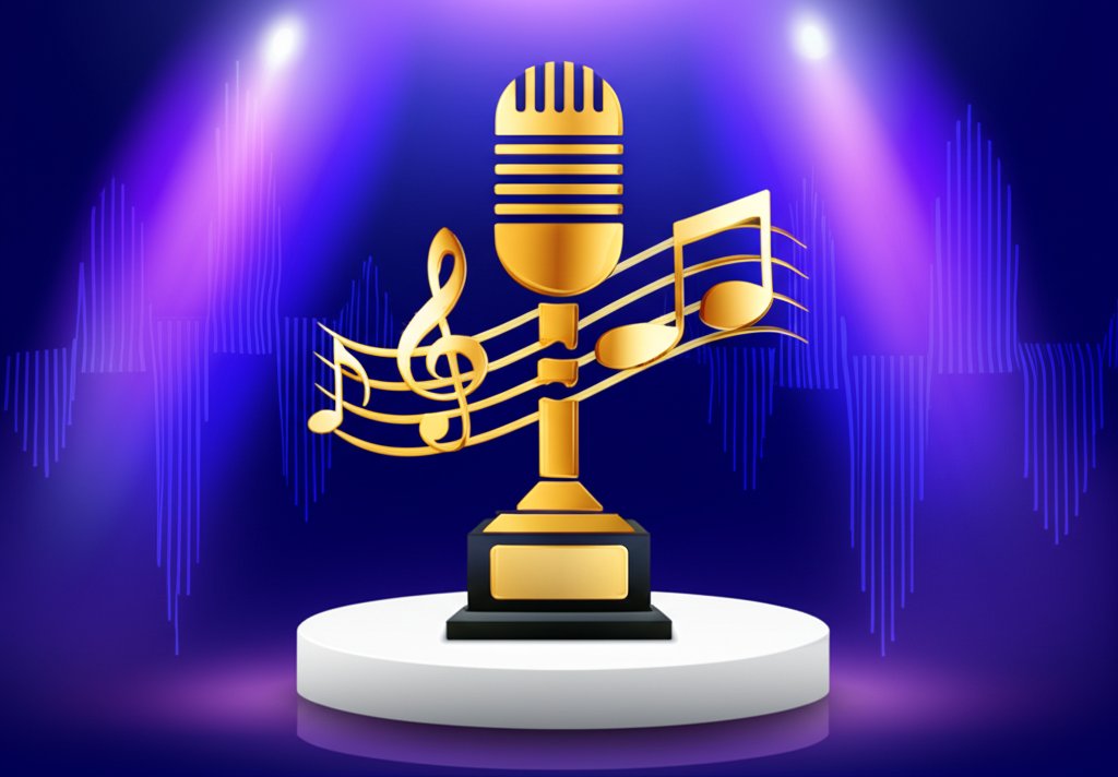 Songwriting competition with musicians performing original songs on stage.